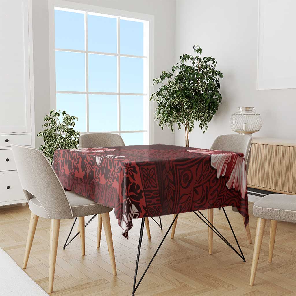 Hawaii Hibiscus With Oxblood Polynesian Pattern Tablecloth LT05 - Polynesian Pride