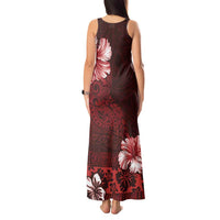 Hawaii Hibiscus With Oxblood Polynesian Pattern Tank Maxi Dress LT05 - Polynesian Pride