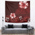 Hawaii Hibiscus With Oxblood Polynesian Pattern Tapestry