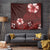 Hawaii Hibiscus With Oxblood Polynesian Pattern Tapestry