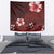 Hawaii Hibiscus With Oxblood Polynesian Pattern Tapestry