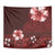 Hawaii Hibiscus With Oxblood Polynesian Pattern Tapestry