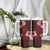 Hawaii Hibiscus With Oxblood Polynesian Pattern Tumbler With Handle