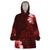 Hawaii Hibiscus With Oxblood Polynesian Pattern Wearable Blanket Hoodie