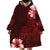 Hawaii Hibiscus With Oxblood Polynesian Pattern Wearable Blanket Hoodie