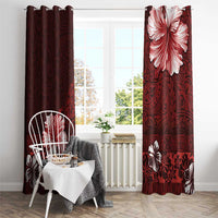 Hawaii Hibiscus With Oxblood Polynesian Pattern Window Curtain LT05 - Polynesian Pride