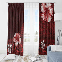 Hawaii Hibiscus With Oxblood Polynesian Pattern Window Curtain LT05 - Polynesian Pride