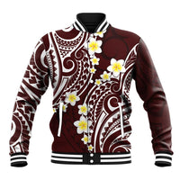 Plumeria With Oxblood Polynesian Tattoo Pattern Baseball Jacket LT05 Unisex Red - Polynesian Pride