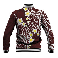 Plumeria With Oxblood Polynesian Tattoo Pattern Baseball Jacket LT05 - Polynesian Pride