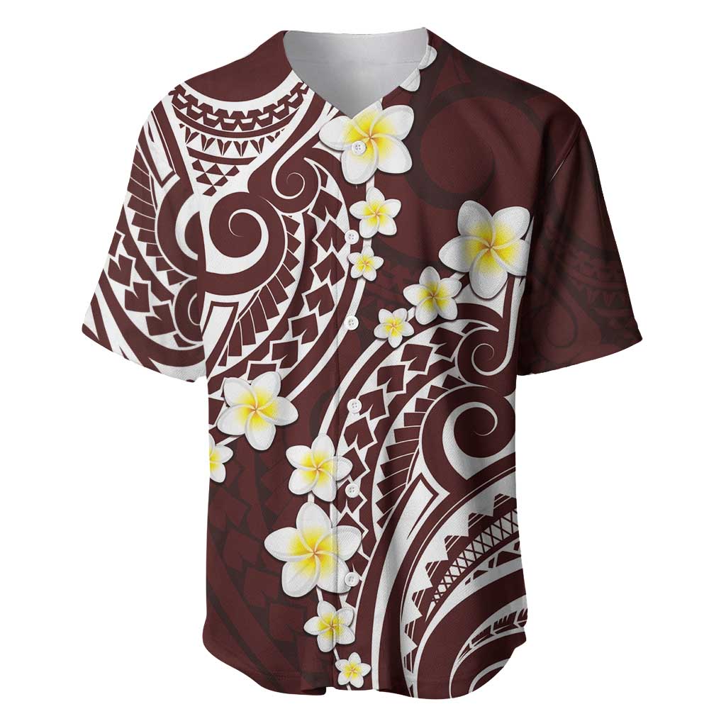 Plumeria With Oxblood Polynesian Tattoo Pattern Baseball Jersey