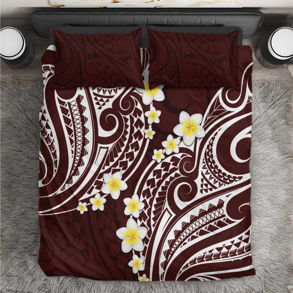 Plumeria With Oxblood Polynesian Tattoo Pattern Bedding Set LT05 Red - Polynesian Pride