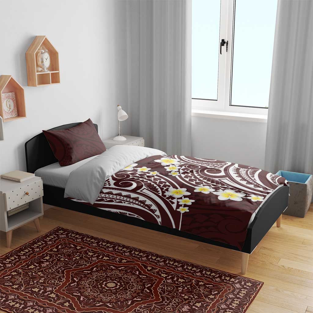 Plumeria With Oxblood Polynesian Tattoo Pattern Bedding Set LT05 - Polynesian Pride