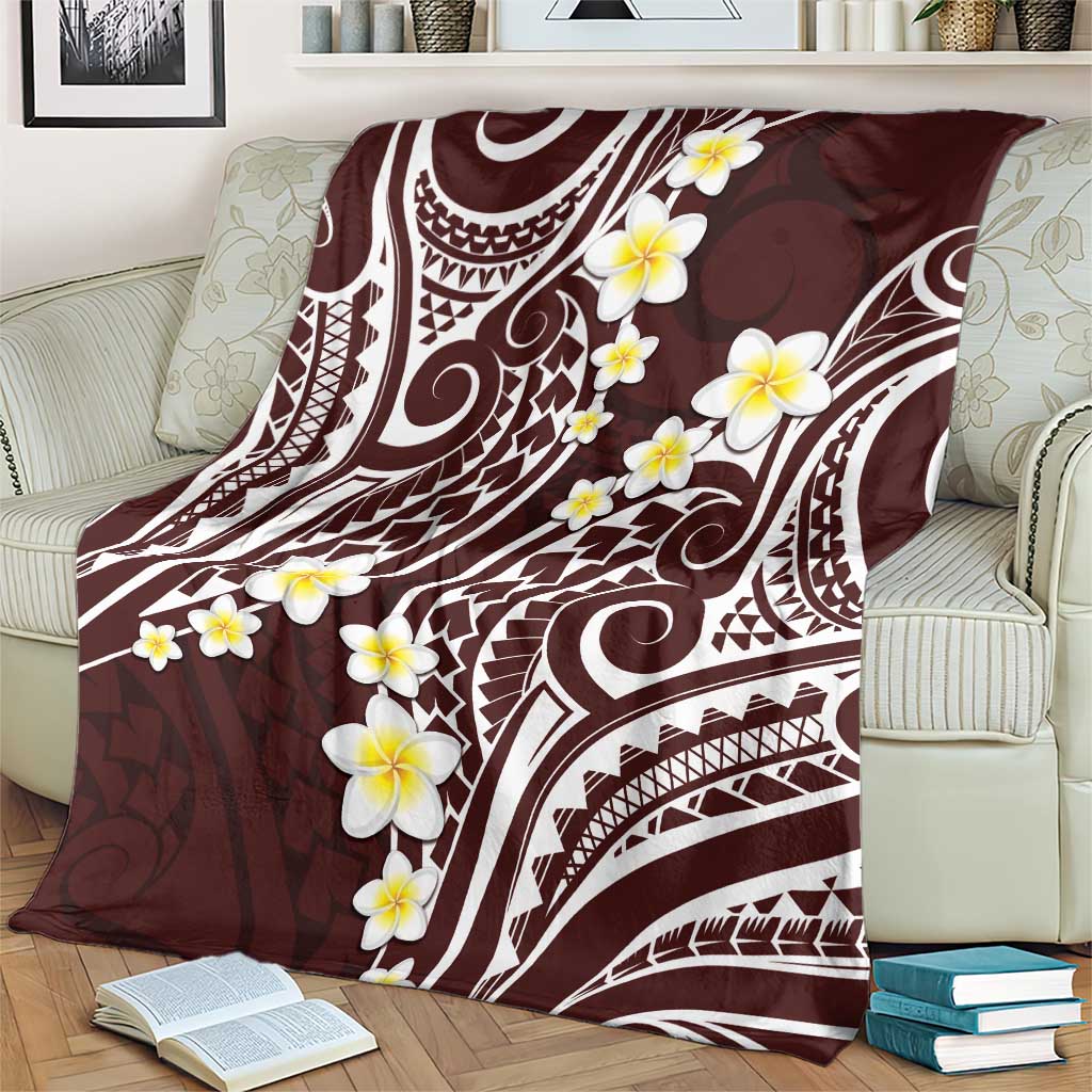 Plumeria With Oxblood Polynesian Tattoo Pattern Blanket LT05 - Polynesian Pride