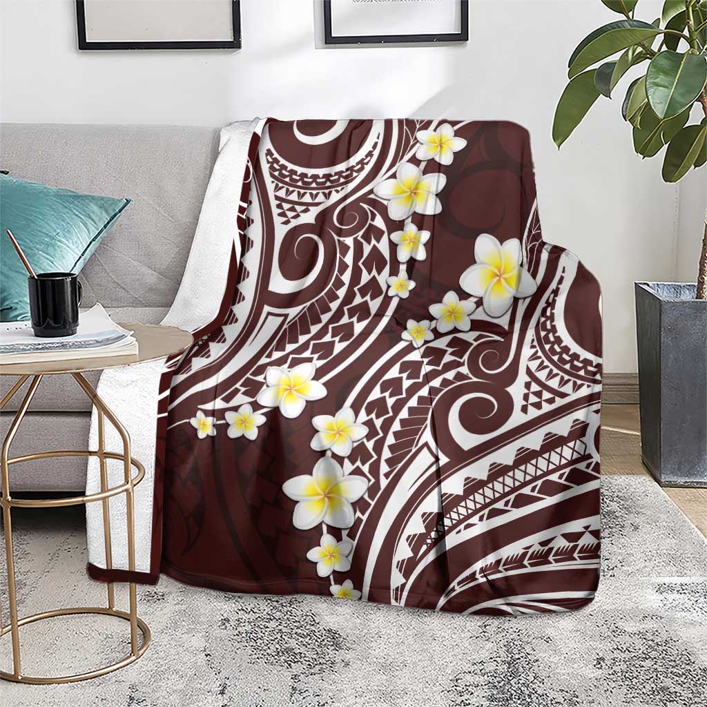 Plumeria With Oxblood Polynesian Tattoo Pattern Blanket LT05 - Polynesian Pride