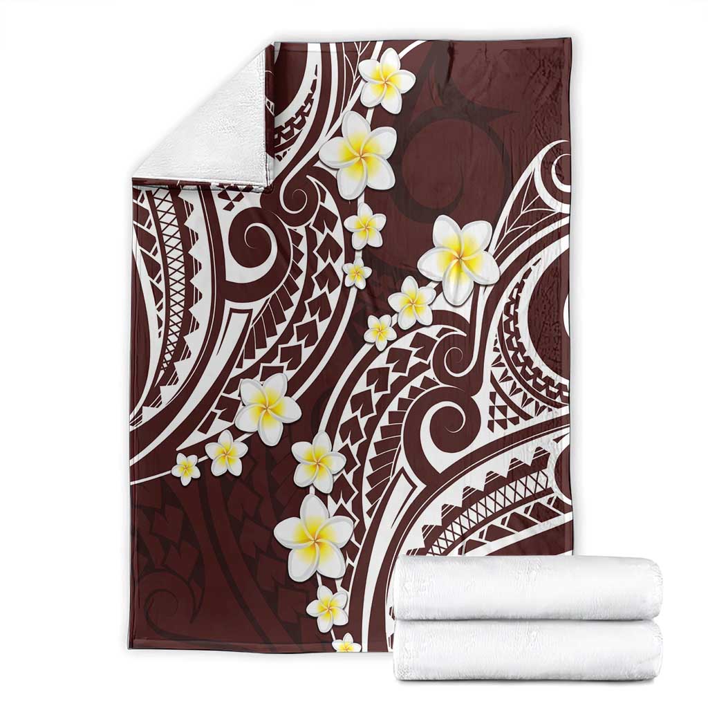 Plumeria With Oxblood Polynesian Tattoo Pattern Blanket LT05 - Polynesian Pride