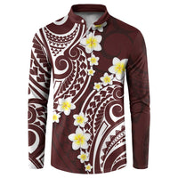 Plumeria With Oxblood Polynesian Tattoo Pattern Button Sweatshirt LT05 Red - Polynesian Pride