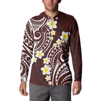 Plumeria With Oxblood Polynesian Tattoo Pattern Button Sweatshirt LT05 - Polynesian Pride