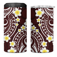 Plumeria With Oxblood Polynesian Tattoo Pattern 4 in 1 Can Cooler Tumbler