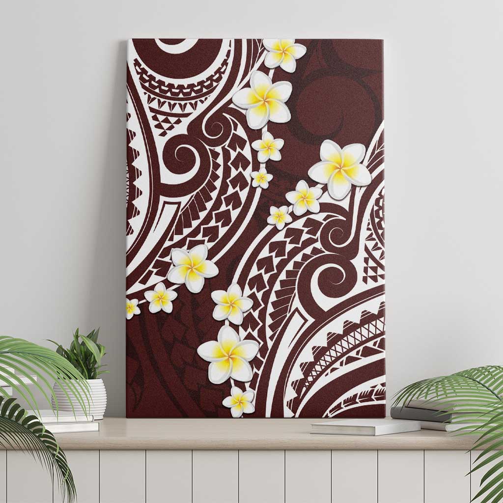 Plumeria With Oxblood Polynesian Tattoo Pattern Canvas Wall Art LT05 - Polynesian Pride