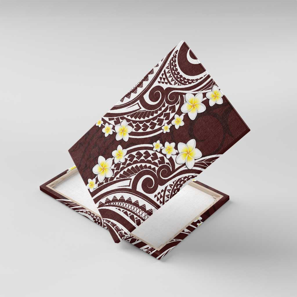 Plumeria With Oxblood Polynesian Tattoo Pattern Canvas Wall Art LT05 With Frame Red - Polynesian Pride