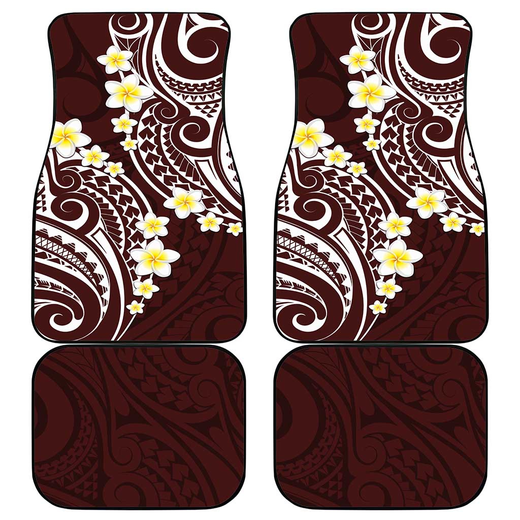 Plumeria With Oxblood Polynesian Tattoo Pattern Car Mats LT05 - Polynesian Pride