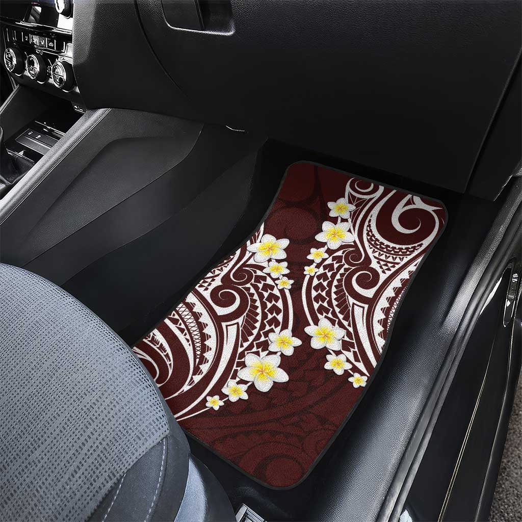 Plumeria With Oxblood Polynesian Tattoo Pattern Car Mats LT05 - Polynesian Pride