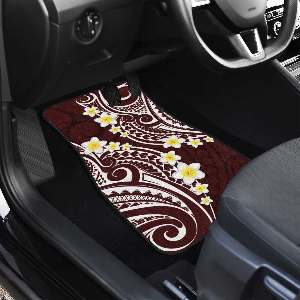 Plumeria With Oxblood Polynesian Tattoo Pattern Car Mats LT05 - Polynesian Pride