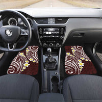 Plumeria With Oxblood Polynesian Tattoo Pattern Car Mats LT05 Set 2pcs - Front Red - Polynesian Pride