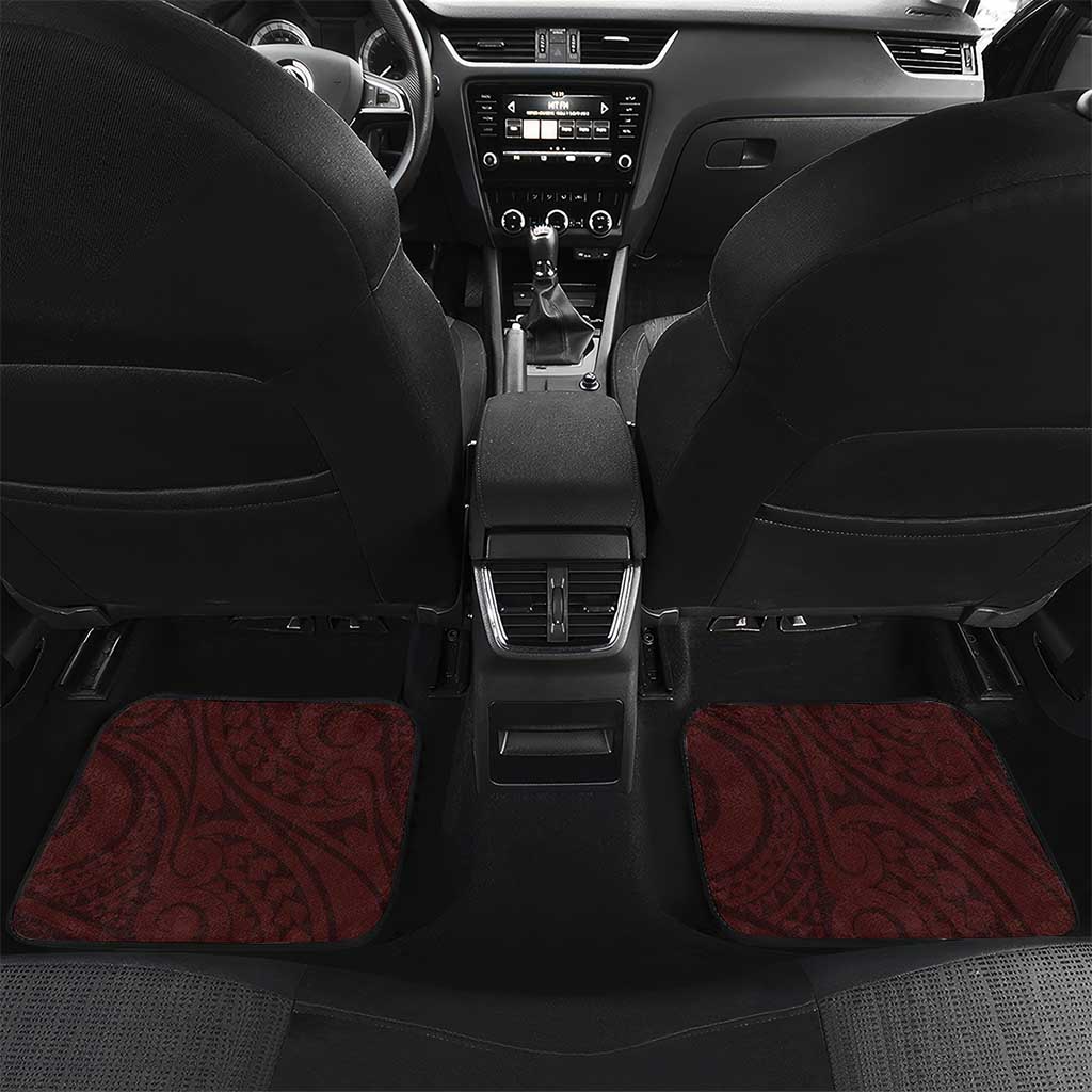 Plumeria With Oxblood Polynesian Tattoo Pattern Car Mats LT05 Set 2pcs - Back Red - Polynesian Pride