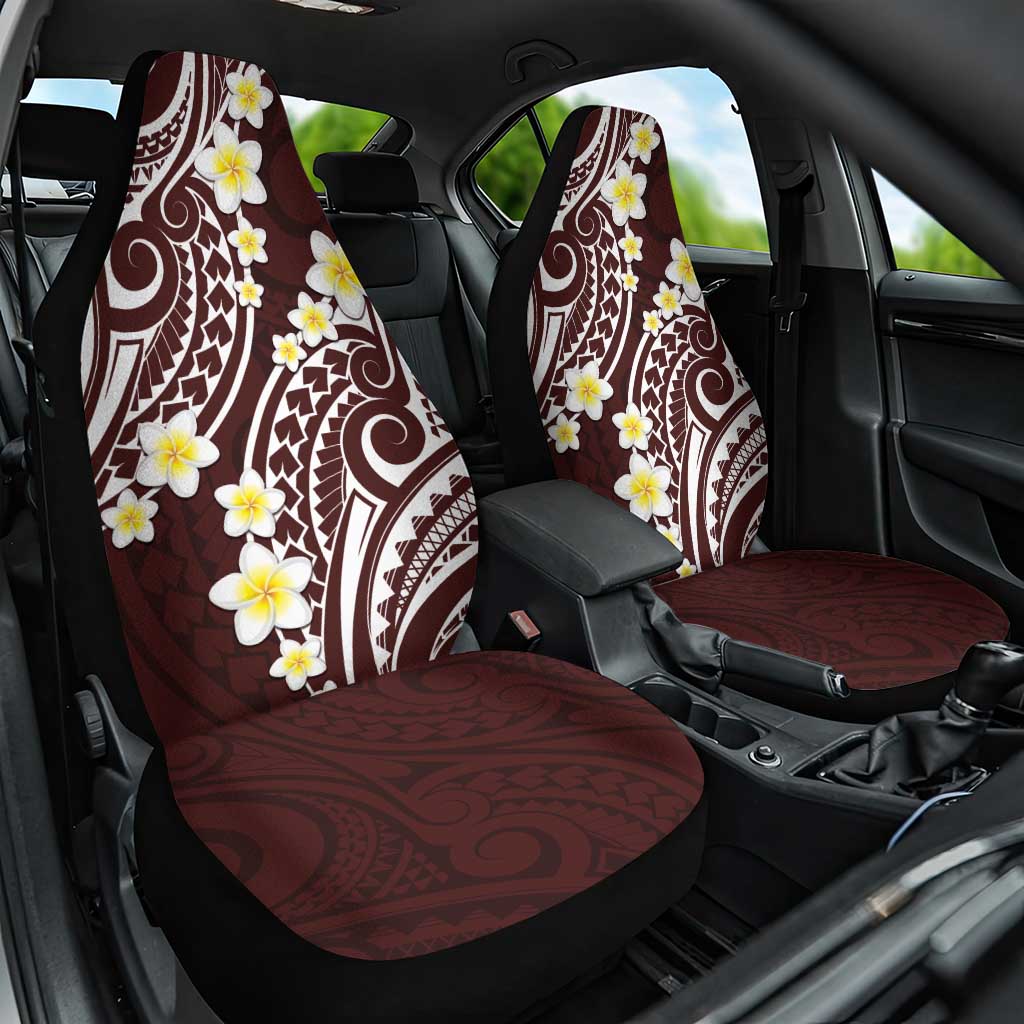 Plumeria With Oxblood Polynesian Tattoo Pattern Car Seat Cover