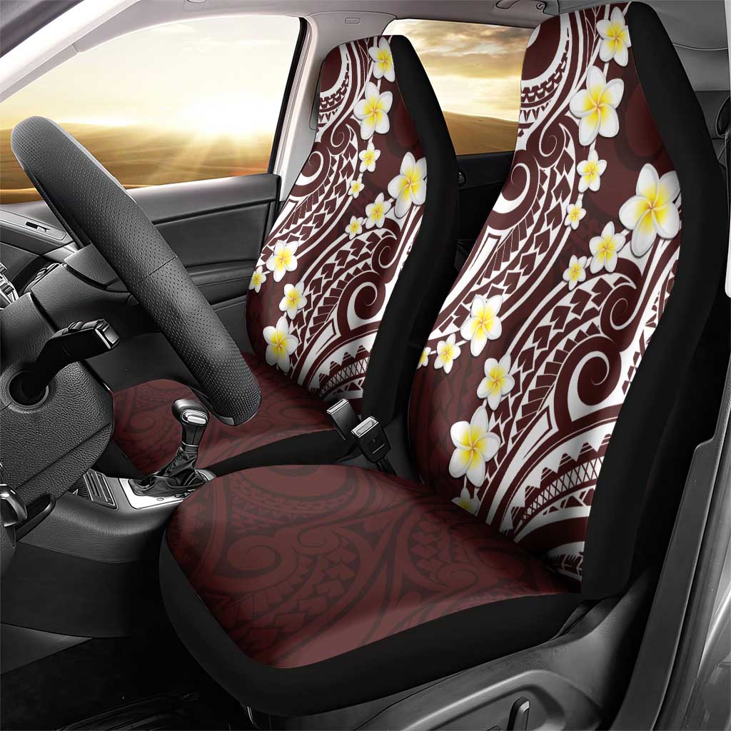 Plumeria With Oxblood Polynesian Tattoo Pattern Car Seat Cover
