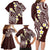 Plumeria With Oxblood Polynesian Tattoo Pattern Family Matching Long Sleeve Bodycon Dress and Hawaiian Shirt