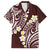 Plumeria With Oxblood Polynesian Tattoo Pattern Family Matching Long Sleeve Bodycon Dress and Hawaiian Shirt