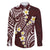 Plumeria With Oxblood Polynesian Tattoo Pattern Family Matching Long Sleeve Bodycon Dress and Hawaiian Shirt