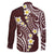 Plumeria With Oxblood Polynesian Tattoo Pattern Family Matching Long Sleeve Bodycon Dress and Hawaiian Shirt