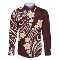Plumeria With Oxblood Polynesian Tattoo Pattern Family Matching Mermaid Dress and Hawaiian Shirt