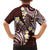 Plumeria With Oxblood Polynesian Tattoo Pattern Family Matching Off The Shoulder Long Sleeve Dress and Hawaiian Shirt