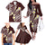 Plumeria With Oxblood Polynesian Tattoo Pattern Family Matching Off The Shoulder Long Sleeve Dress and Hawaiian Shirt