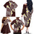 Plumeria With Oxblood Polynesian Tattoo Pattern Family Matching Off The Shoulder Long Sleeve Dress and Hawaiian Shirt