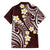 Plumeria With Oxblood Polynesian Tattoo Pattern Family Matching Off The Shoulder Long Sleeve Dress and Hawaiian Shirt