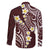 Plumeria With Oxblood Polynesian Tattoo Pattern Family Matching Off The Shoulder Long Sleeve Dress and Hawaiian Shirt