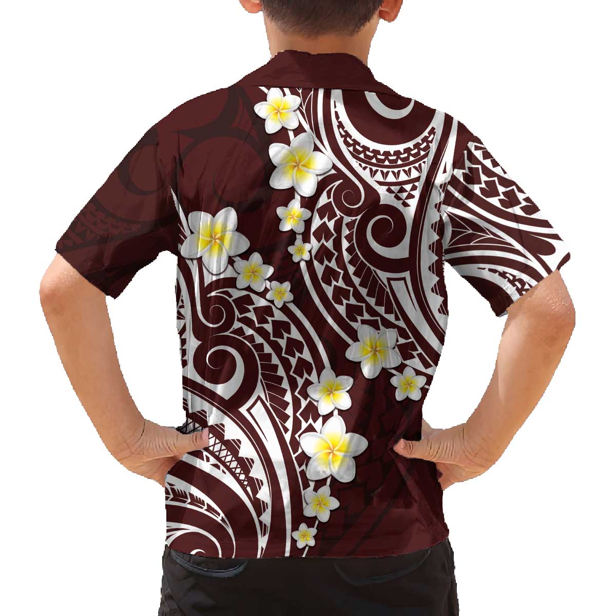 Plumeria With Oxblood Polynesian Tattoo Pattern Family Matching Puletasi and Hawaiian Shirt LT05 - Polynesian Pride