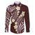 Plumeria With Oxblood Polynesian Tattoo Pattern Family Matching Puletasi and Hawaiian Shirt