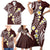 Plumeria With Oxblood Polynesian Tattoo Pattern Family Matching Short Sleeve Bodycon Dress and Hawaiian Shirt