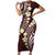 Plumeria With Oxblood Polynesian Tattoo Pattern Family Matching Short Sleeve Bodycon Dress and Hawaiian Shirt