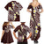 Plumeria With Oxblood Polynesian Tattoo Pattern Family Matching Summer Maxi Dress and Hawaiian Shirt