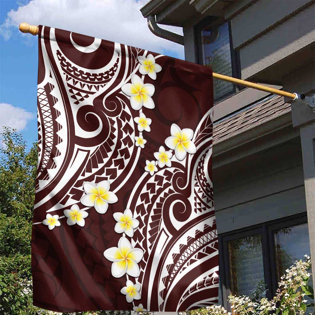 Plumeria With Oxblood Polynesian Tattoo Pattern Garden Flag LT05 - Polynesian Pride