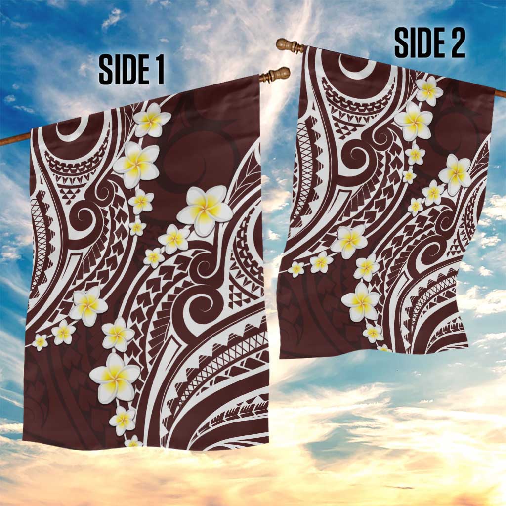 Plumeria With Oxblood Polynesian Tattoo Pattern Garden Flag LT05 - Polynesian Pride