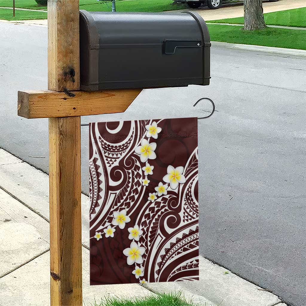 Plumeria With Oxblood Polynesian Tattoo Pattern Garden Flag LT05 - Polynesian Pride