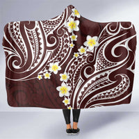 Plumeria With Oxblood Polynesian Tattoo Pattern Hooded Blanket LT05 One Size Red - Polynesian Pride